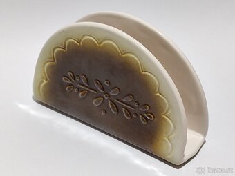 Retro stojan na ubrousky, starý, keramika, ČSSR, pošta 79.- - 5