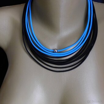 Náhrdelník - černá a modrá - 5