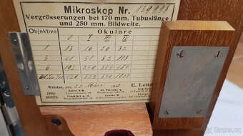Starožitný Mikroskop E.Leitz Wetzlar, r. 1912, výr.č. 139998 - 5