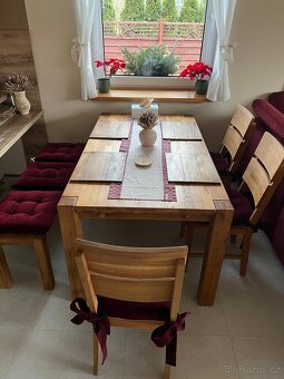 Jídelní sestava: stůl, lavice, židle, materiál dub - 5