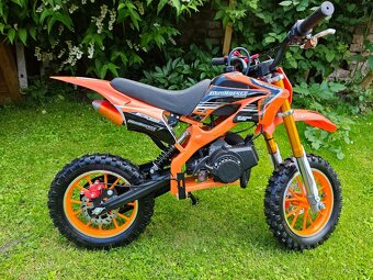 Nová benzínová dětská minikroska oranžová 49ccm 10" kola - 5