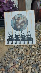 Hand made "kočičí " věšák na klíče Provence - 5