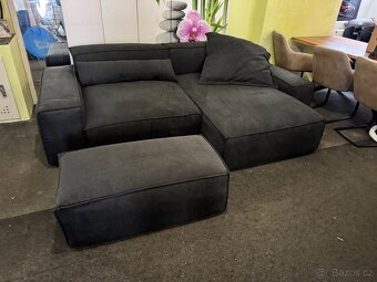 NOVÁ černá Sedací souprava Sirpio 270cm s taburetem - 5