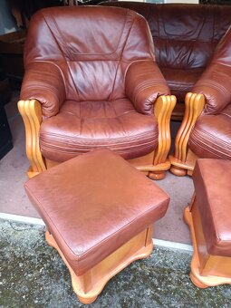 Rustikální kožená sedací souprava - rozkládací . - 5