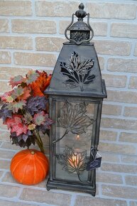 Rustikální kovová lucerna 66 cm - khaki patina - 5