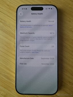 iPhone 16 Pro 128GB, bílý titan, baterie 98%, záruka 11/2026 - 5
