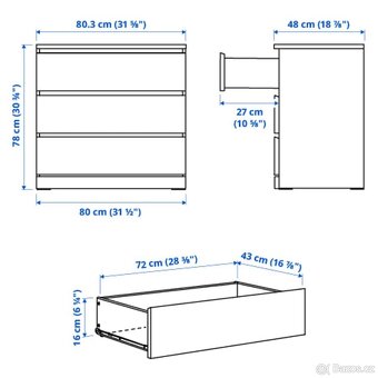 Ikea Malm komoda 3 zásuvky - 5