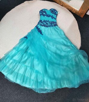 TYRKYSOVÉ PLESOVÉ ŠATY vel.34 - 5