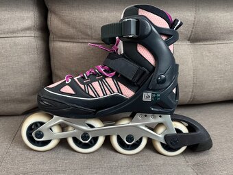 Dětské kolečkové brusle Oxelo FIT 5 – černo-růžové - 5