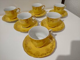 Retro hrníčky s podšálky porcelánová sada značeno - 5