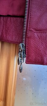 Červená - vínová kožená bunda - 5