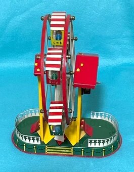 Retro Plechová hračka na klíček kolotoč Ruské kolo - 5