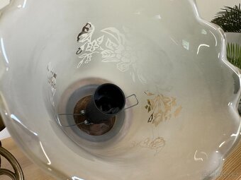 Závěsný rustikální lustr 5-ti ramenný s pískovaným sklem. - 5