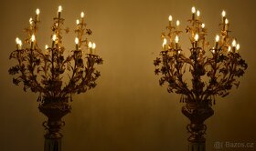 Zámecké podlahové lampy s amorky - mramor - bronz - 5
