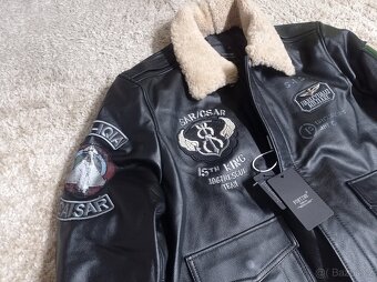 NOVÁ letecká kožená bunda s nášivkami - XXL - 5