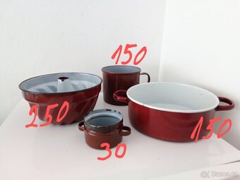 Staré, hnědočervené, smaltované nádobí - 5