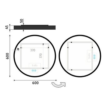 Nimco LED zrcadlo 60 cm černé - dotykové s nastavením jasu a - 5