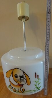 Retro dětský lustr se psem – skleněné stínidlo, 70.–80. léta - 5