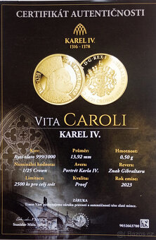 Pamětní medaile Vita Caroli Karel IV. Zlato 999/1000 - 5