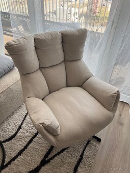 Otočné křeslo Odette - krémové - 5