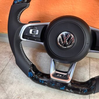 VOLANT VOLKSWAGEN R RLINE GTD GTI - KOZA / Modry KARBÓN - 5