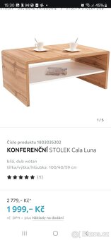 Konferenční stolek Cala Luna, dřevěný, dubový - 5