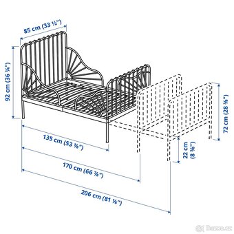 Prodloužitelné postele IKEA MINNEN, černé, 2 kusy, 80x200 c - 5