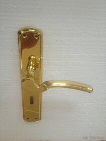 Dveřní klika / kování, zlatá lesk, rozteč 72mm /22ks - 5