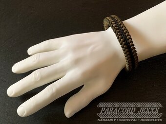 Paracord náramek (19 cm) oliv - bronze - black - 5