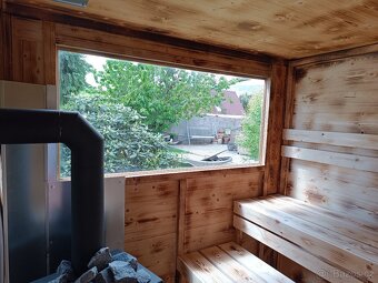 Finská venkovní sauna 2x2 m, pro až 6 osob,kamna na dřevo - 5