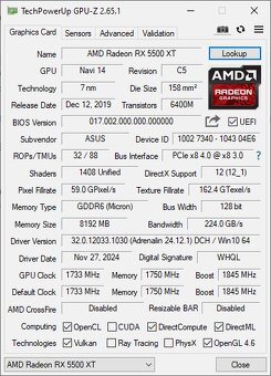 Asus DUAL Radeon RX5500XT 8G - 5