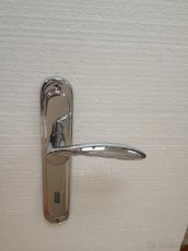 Dveřní klika / kování, stříbrná lesk, rozteč 90mm/3ks - 5