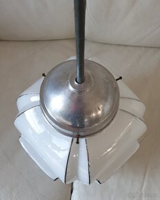 Starožitný lustr - velké skleněné stínítko na tyči - 5