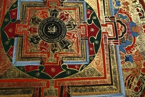 Ručně malovaná tibetská mandala thangka z Indie 2 - 5