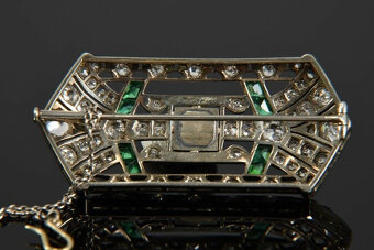 Brož z bílého 14karátového zlata ve stylu art deco s diamant - 5