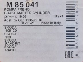 Hlavní brzdový válec Favorit Brembo - 5