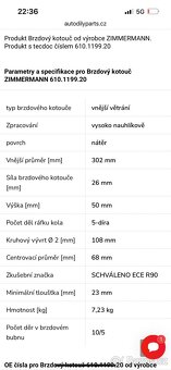 Brzdovy kotouc predni Volvo V70, S70, C70 - 5