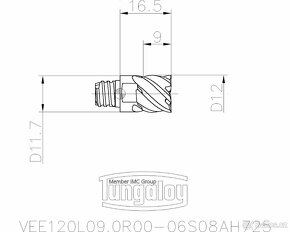 Fréza D12 - Tungaloy - VEE120L09.0R00-06S08AH725 - 5