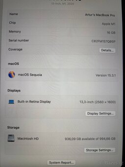 MacBook Pro 2020 M1 – 16 GB RAM, 1 TB SSD – TOP stav - 5