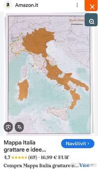 Stírací mapa Itálie - nová, nepoužitá - 5