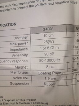 Prodám nové reproduktory Dibeisi G 4001 - 5