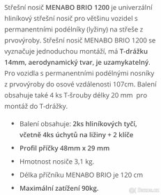 Střešní příčníky Menabo BRIO 120cm nové - 5