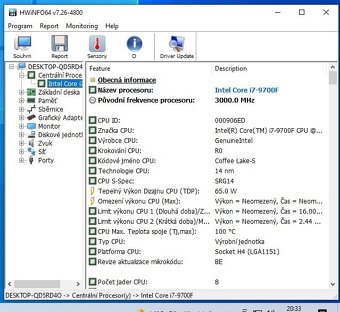 Intel i7 9700F Socket intel 1151 8core Funkční,Záruka - 5