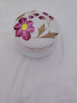 Skleněná cukřenka s růžovými květy - 5