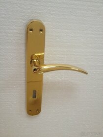 Dveřní klika / kování, zlatá lesk, rozteč 72mm /9ks - 5