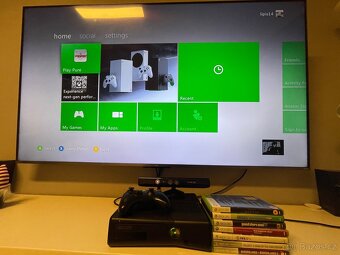 Xbox 360 slim 250gb + Kinect + 9her - 5