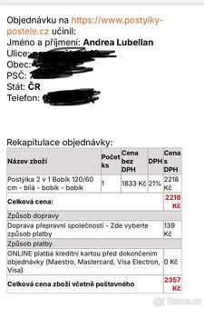 Dětská postýlka 120x60 bílá - 5