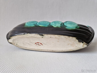 Stará keramická mísa žardiniéra vikingská loď Art Deco - 5