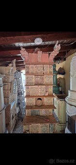 Kachlová kamna starozitná, barevná - 5