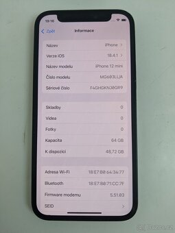iPhone 12 mini 64gb black. Záruka 6 měsíců. - 5